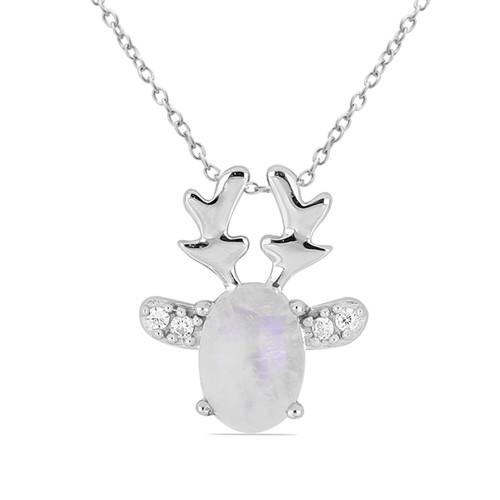 BUY REAL RAINBOW MOONSTONE GEMSTONE CLASSIC PENDANT IN 925 SILVER